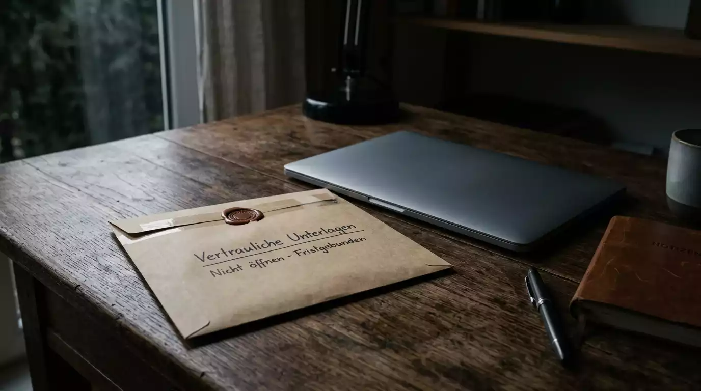 Verschlossener Briefumschlag als Sinnbild verweigerter Auszahlung