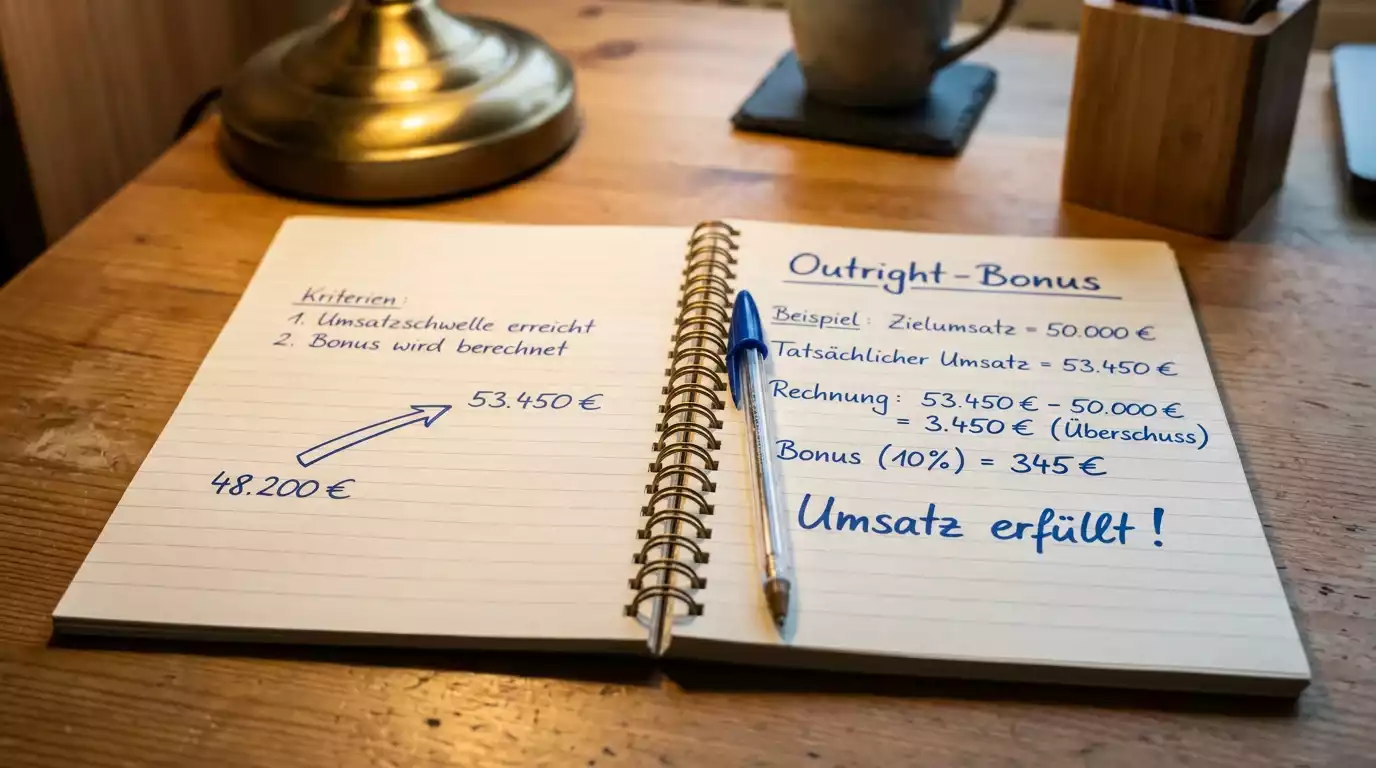 Notizen zur Bonus-Umsatz-Erfüllung mit Outright-Beispielen