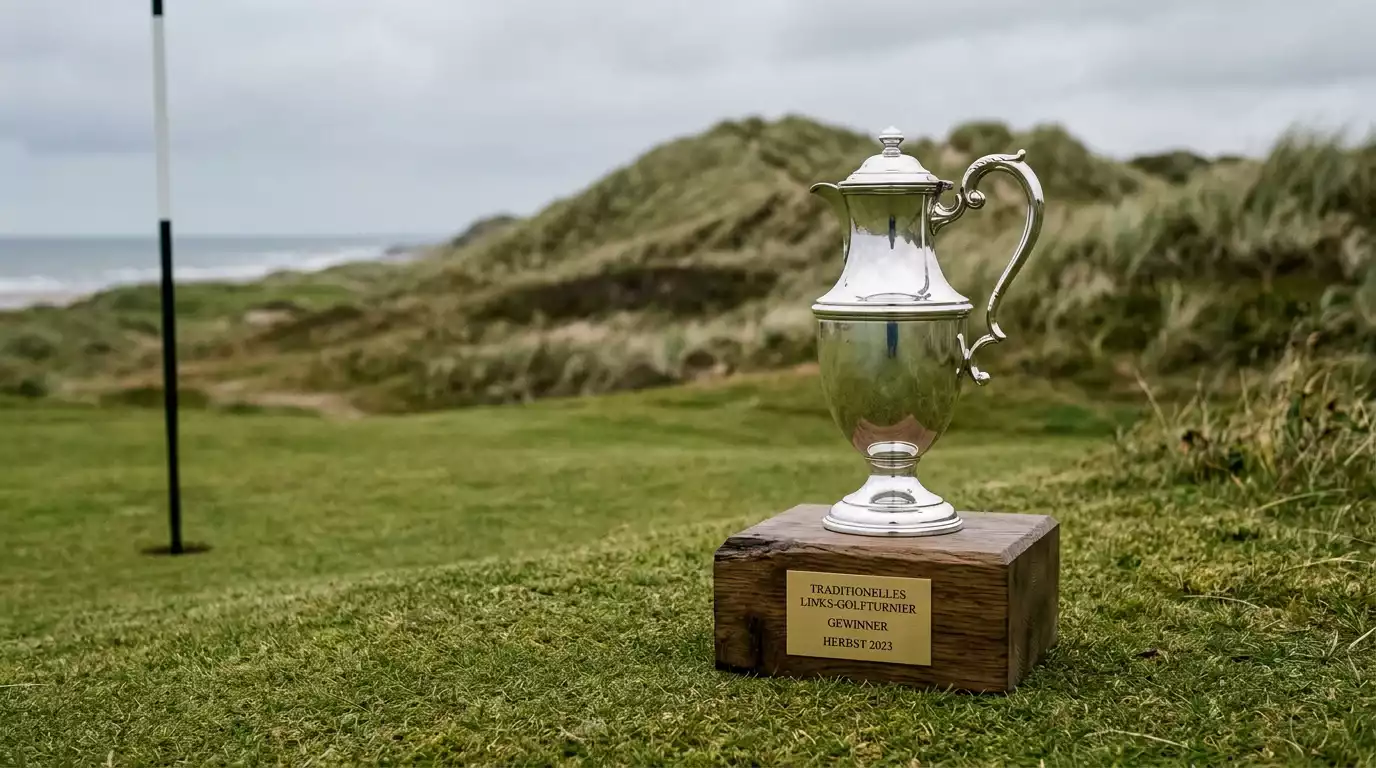 Trophäe im Claret-Jug-Stil auf einem Links-Course
