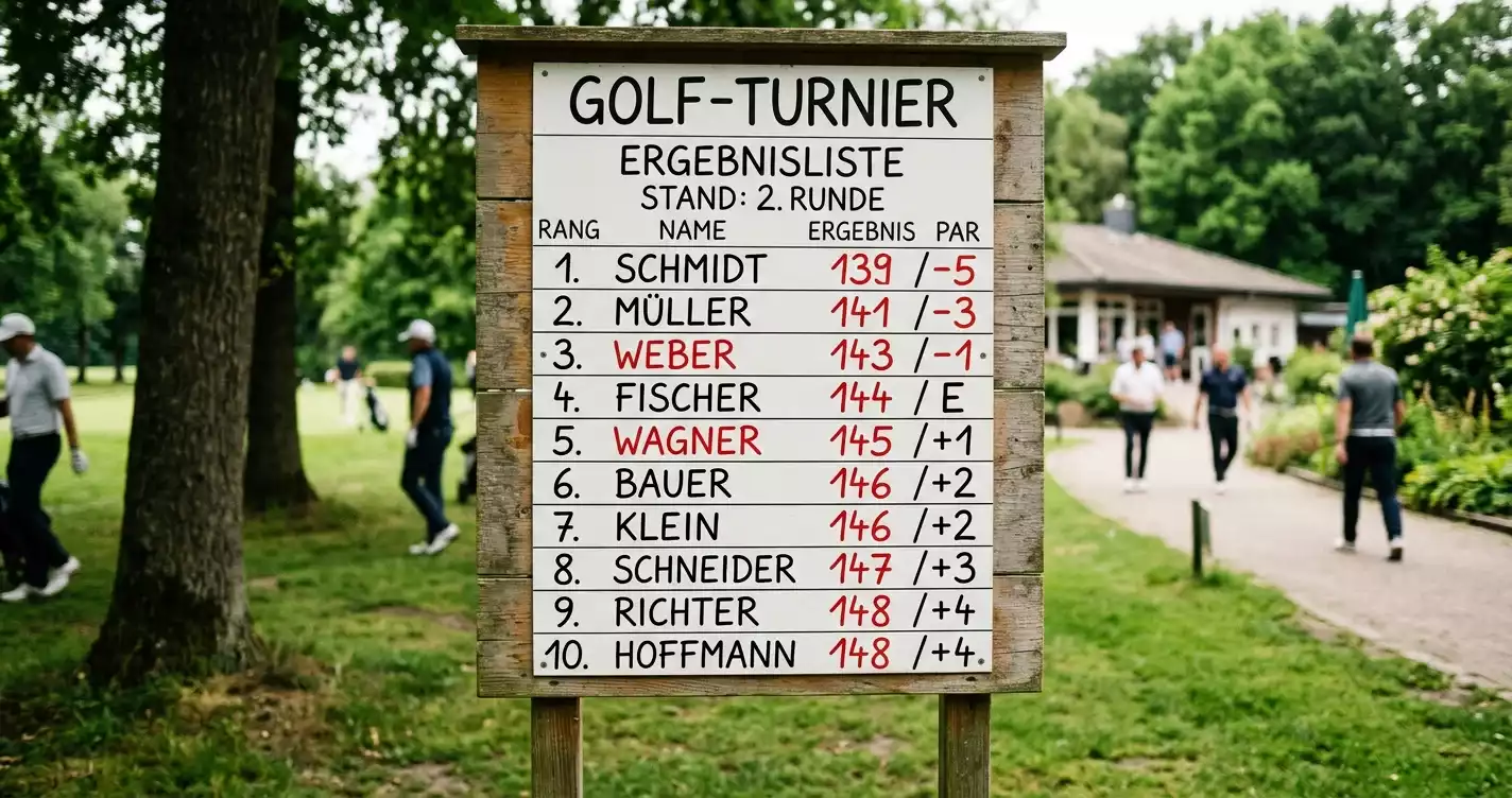 Leaderboard mit Top-Platzierungen während des US Open
