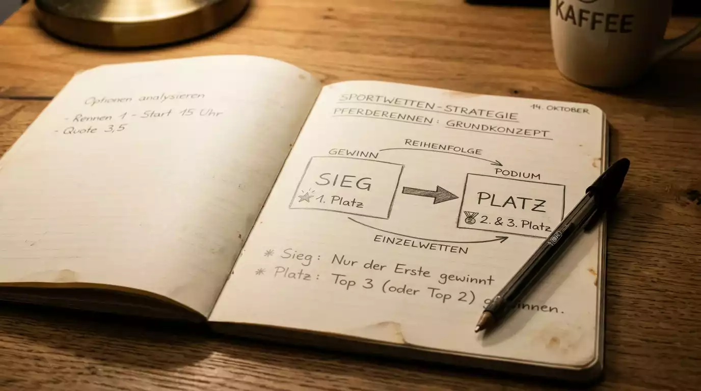 Handgezeichnete Skizze zur Each-Way-Struktur und Place-Anteil