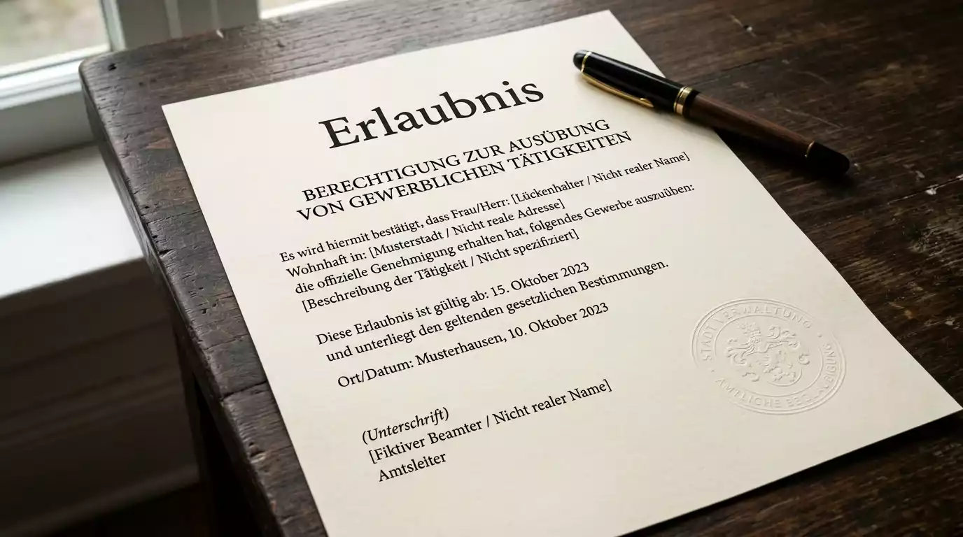 Offiziell aussehendes Dokument mit Stempel als Sinnbild der GGL-Whitelist-Prüfung