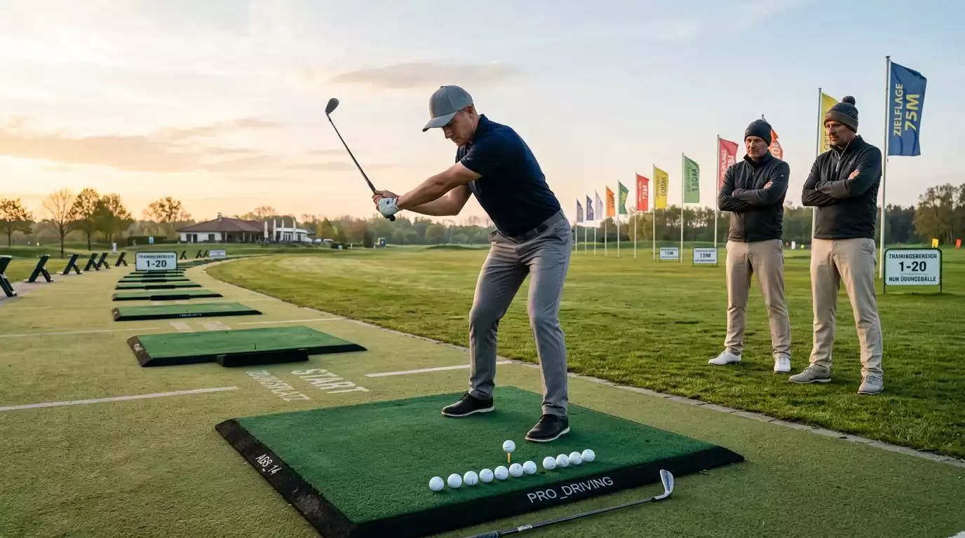 Profi-Golfer auf der Übungsrange während der Saison