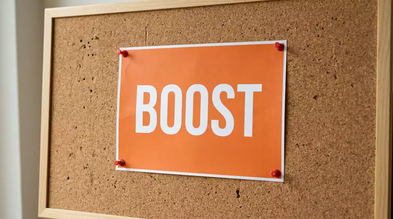 Generisches Werbeplakat mit dem Wort Boost im Wettkontext