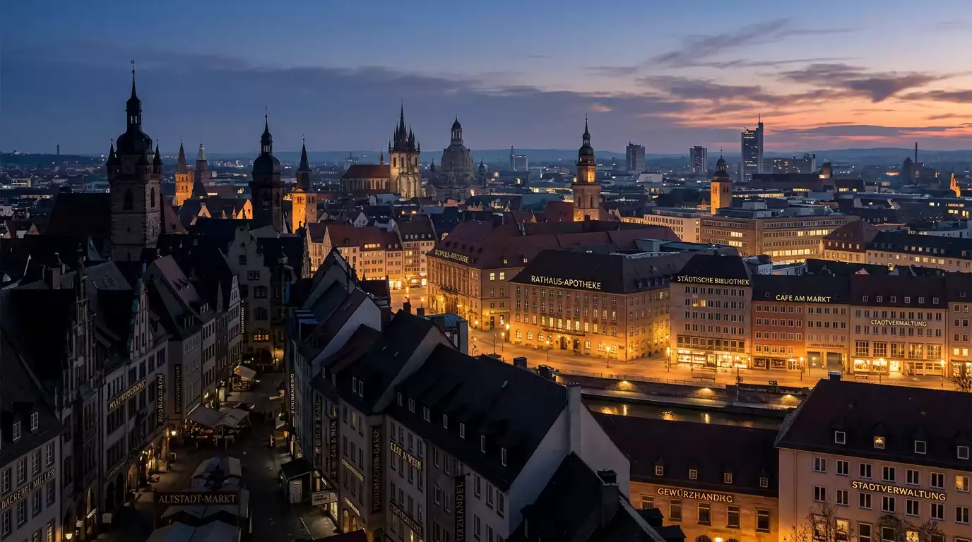 Stadtansicht in der Dämmerung als Sinnbild für versteckte Marktanteile