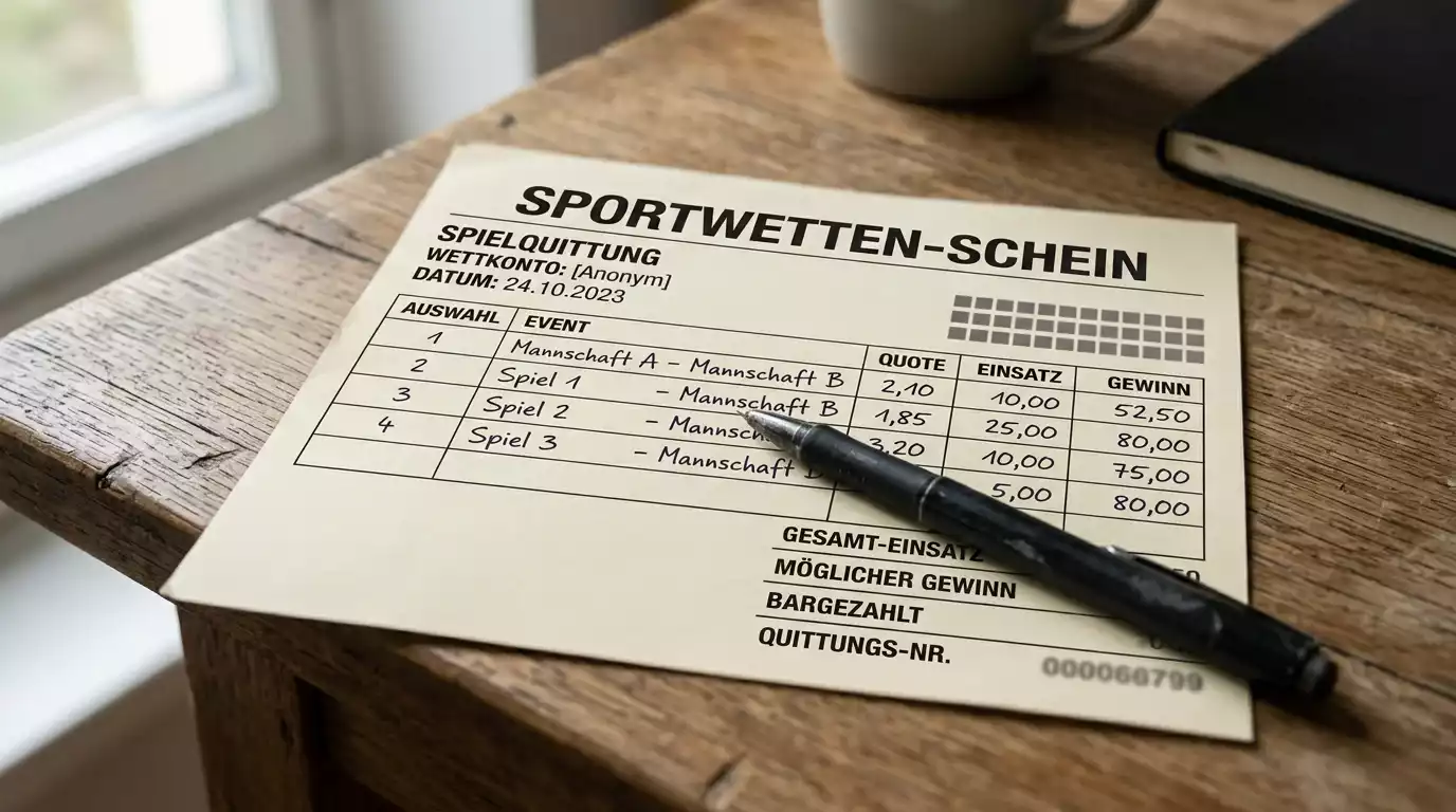 Schlichter Wettschein einer Spezialwette mit Bonus-Hinweis
