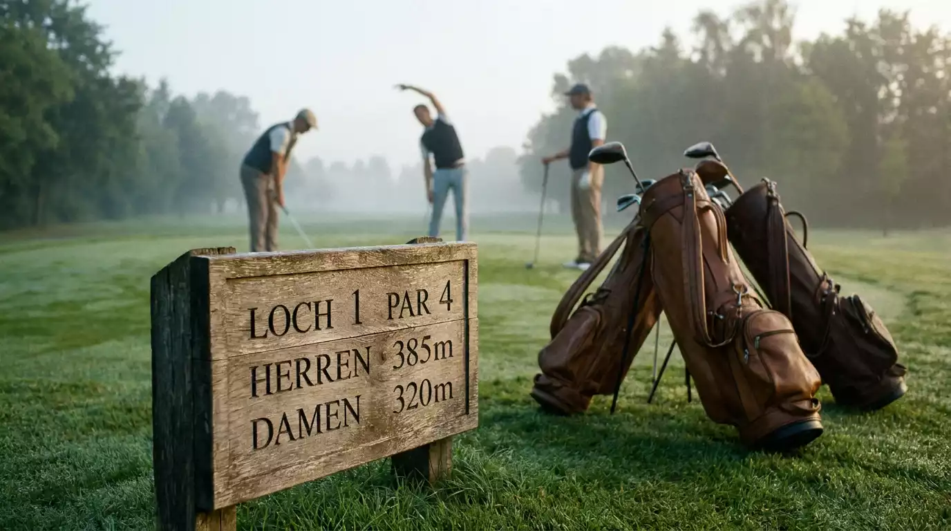 Startzeit einer Tagesgruppe am Tee-Marker des ersten Lochs