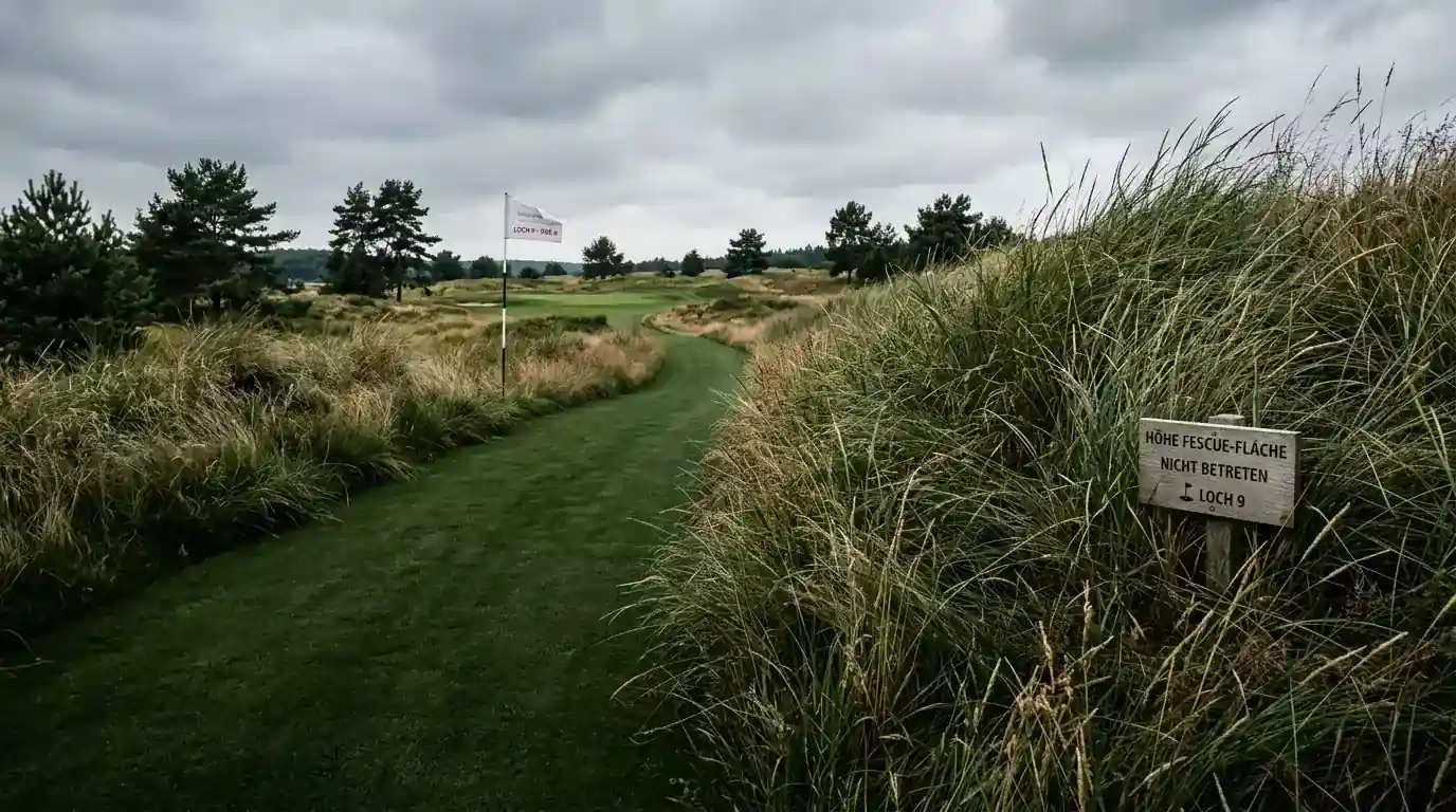Schmales US-Open-Fairway mit tiefem Rough