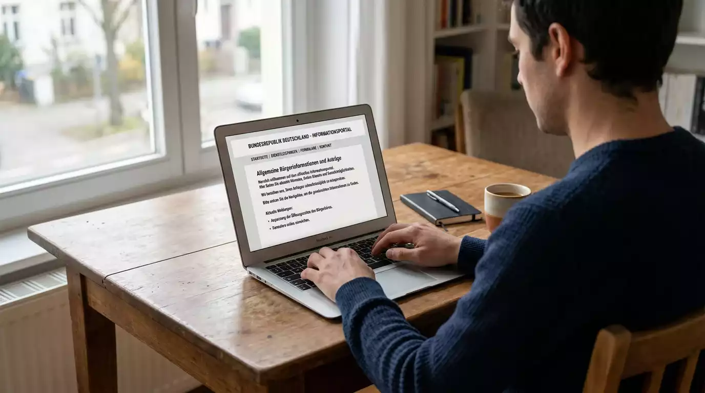Person prüft Lizenz eines Wettanbieters auf einem Laptop-Bildschirm