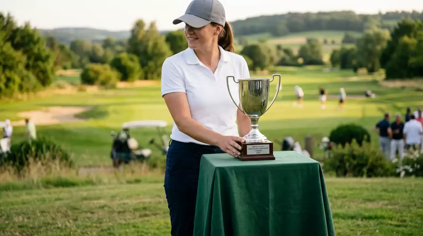 Siegerehrung im Damen-Profi-Golf mit Trophäe
